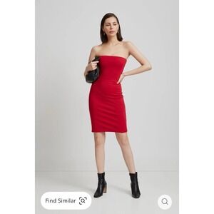 Marcella Women's Strapless Solid Red Back Zip Metro Mini Dress Size Medium